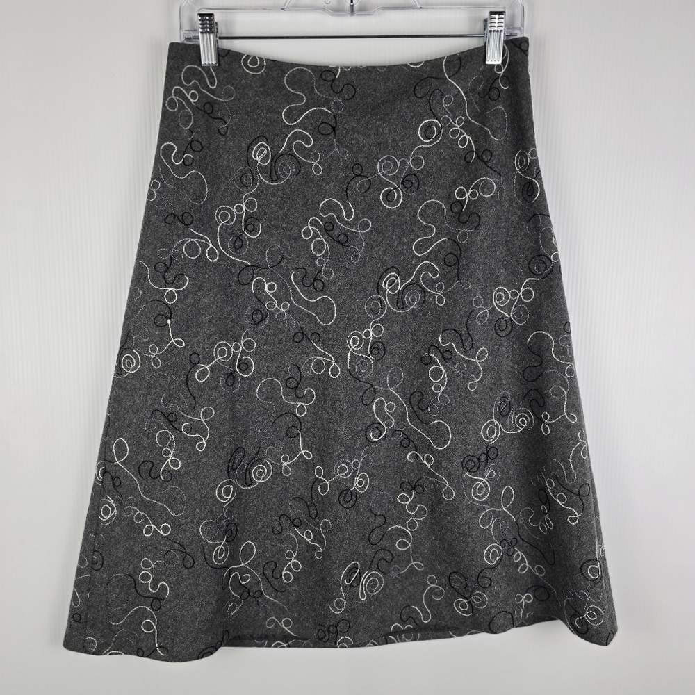 Tailor By B. Moss Grey A-line Embroidered Skirt Size ? Fully Lined